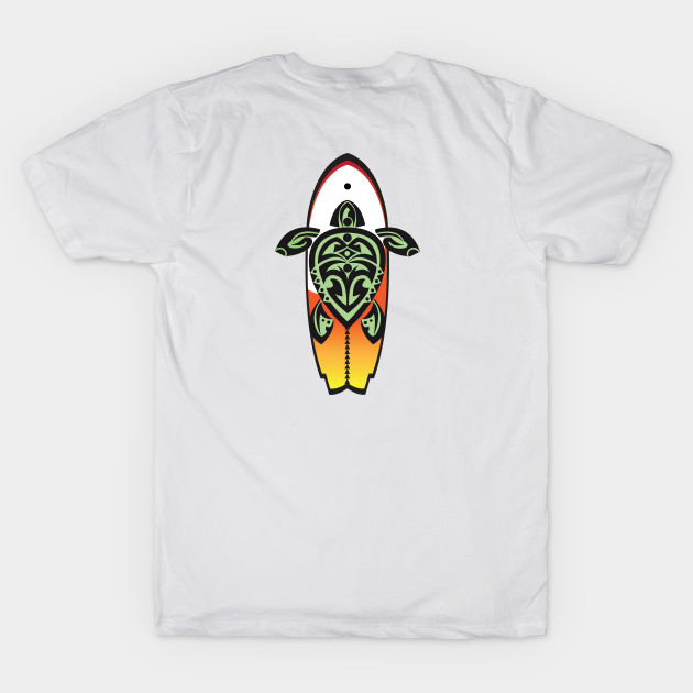 Tribal Turtle Tattoo Surfer Dude / Orange and Yellow by srwdesign